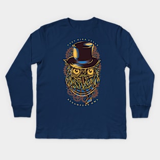 Steampunk Owl Kids Long Sleeve T-Shirt